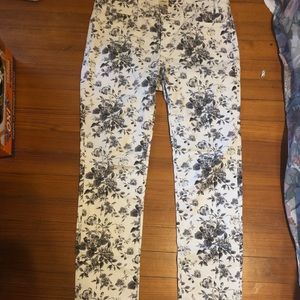 Black and white floral pants